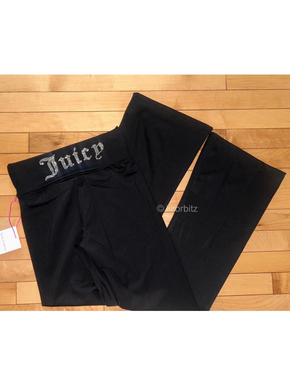 NEW ! NWT JUICY COUTURE Sport OG Bling Logo Flare Leggings Black Size S